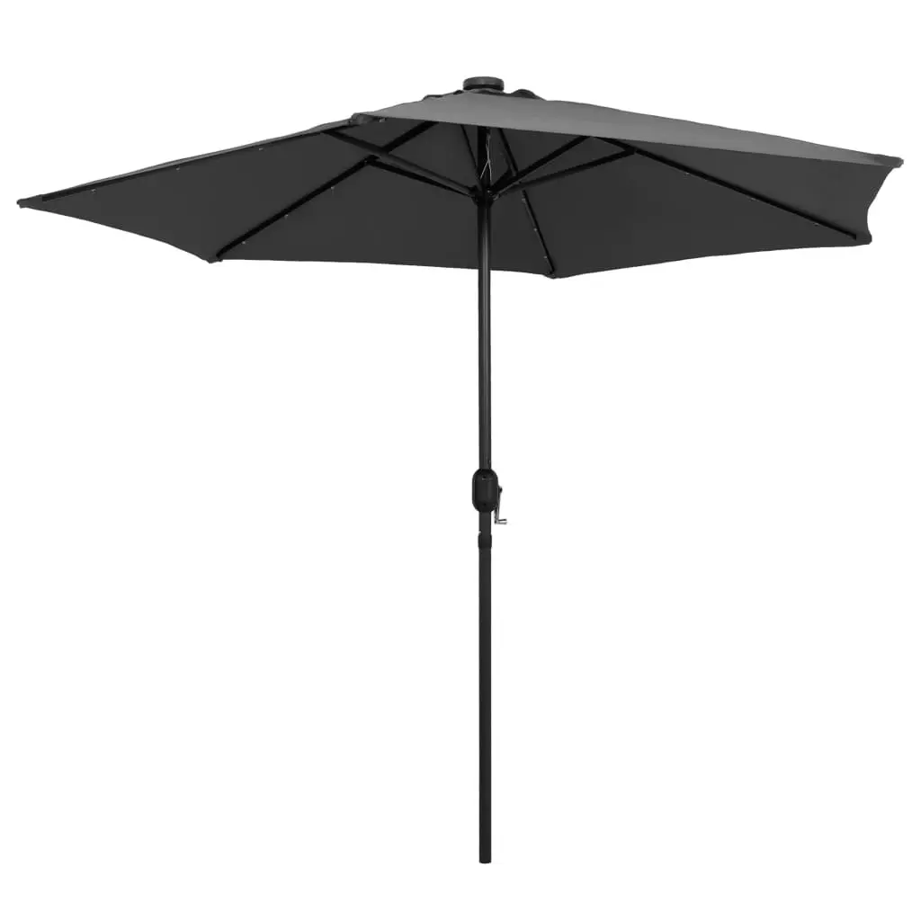 Parasol with LED Lights and Aluminium Pole 270 cm Anthracite 47354