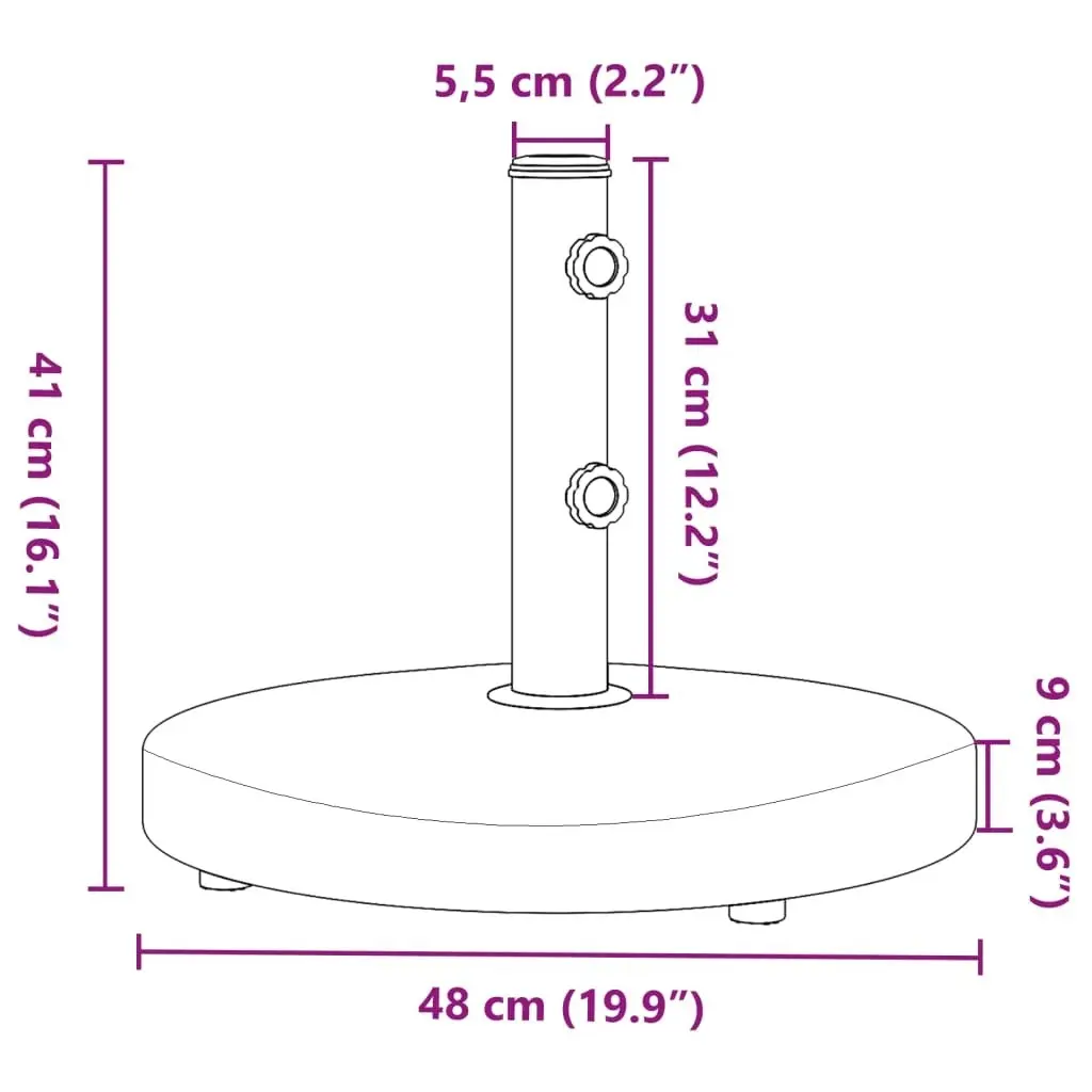 Parasol Base for Ø32/38/48 mm Poles 25 kg Round 368676