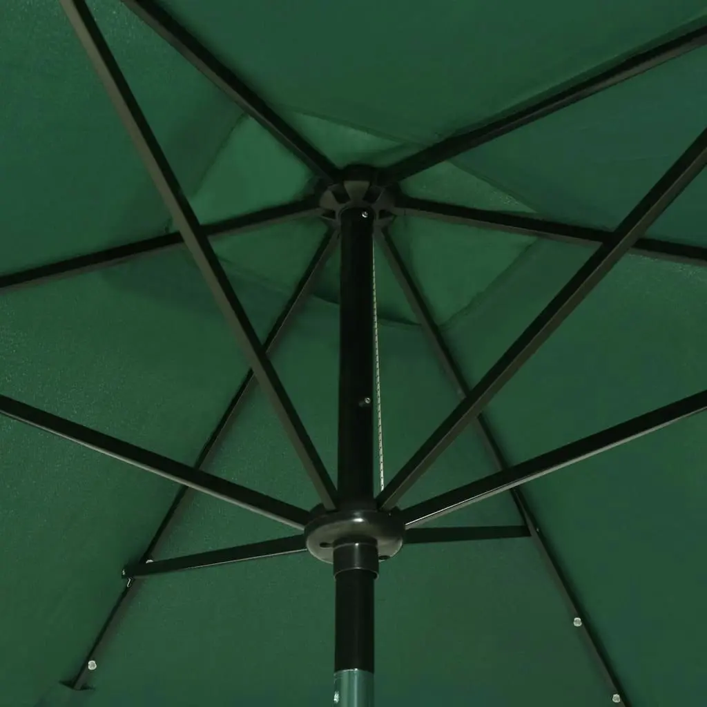 Parasol with LEDs and Steel Pole Green 2x3 m 313786