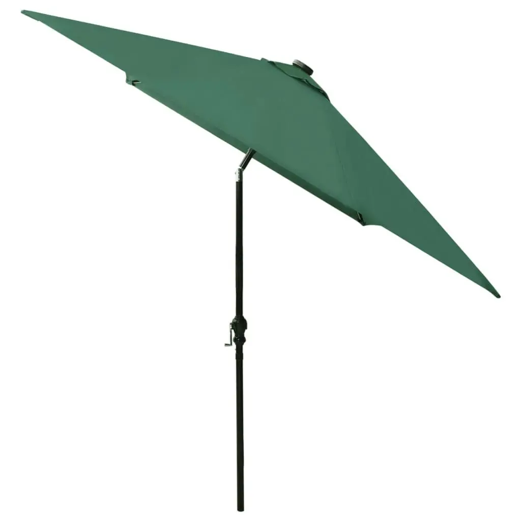 Parasol with LEDs and Steel Pole Green 2x3 m 313786