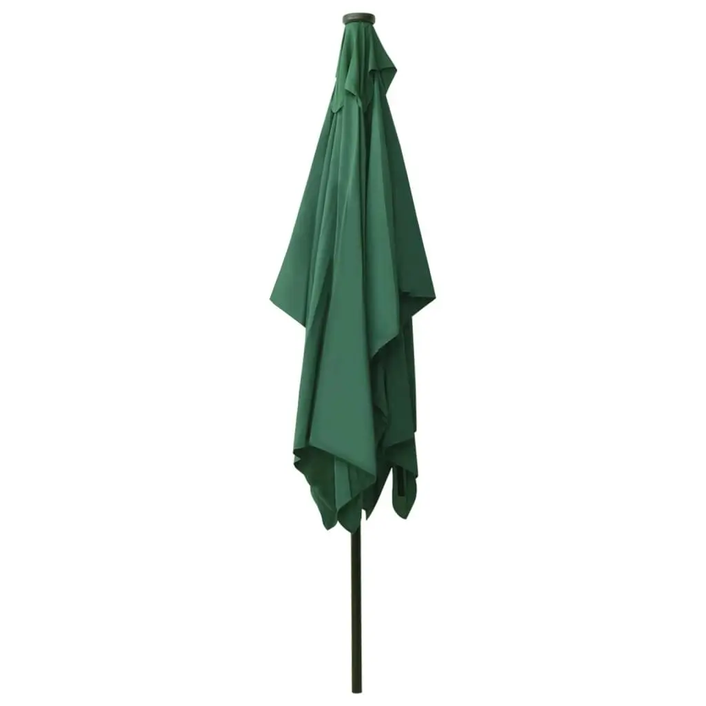 Parasol with LEDs and Steel Pole Green 2x3 m 313786