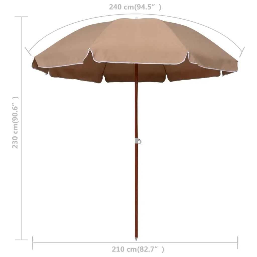 Parasol with Steel Pole 240 cm Taupe 47802