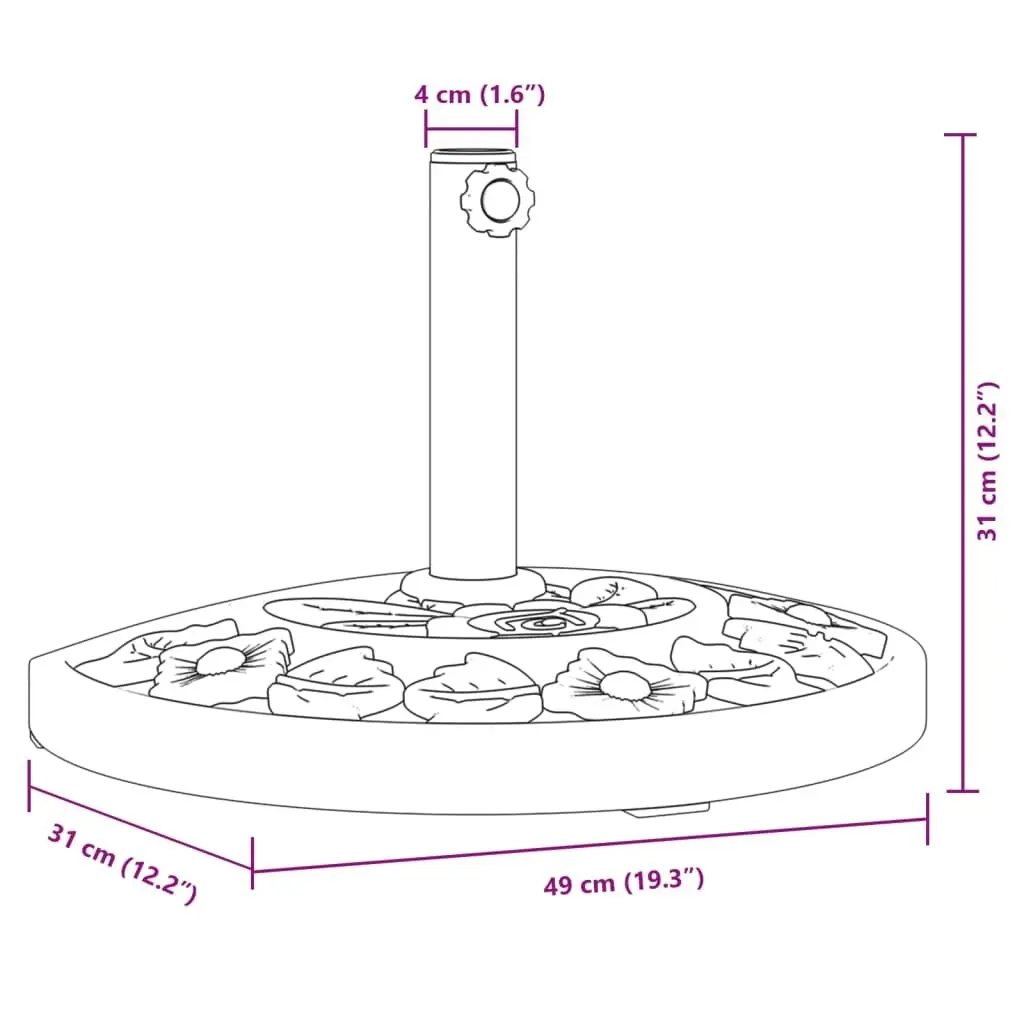 Parasol Base for Ø38 / 48 mm Poles 9 kg Half Round 4007970