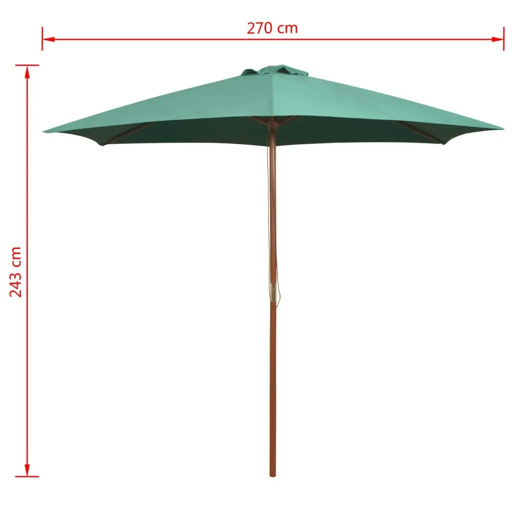 Parasol 270x270 cm Wooden Pole Green 42961