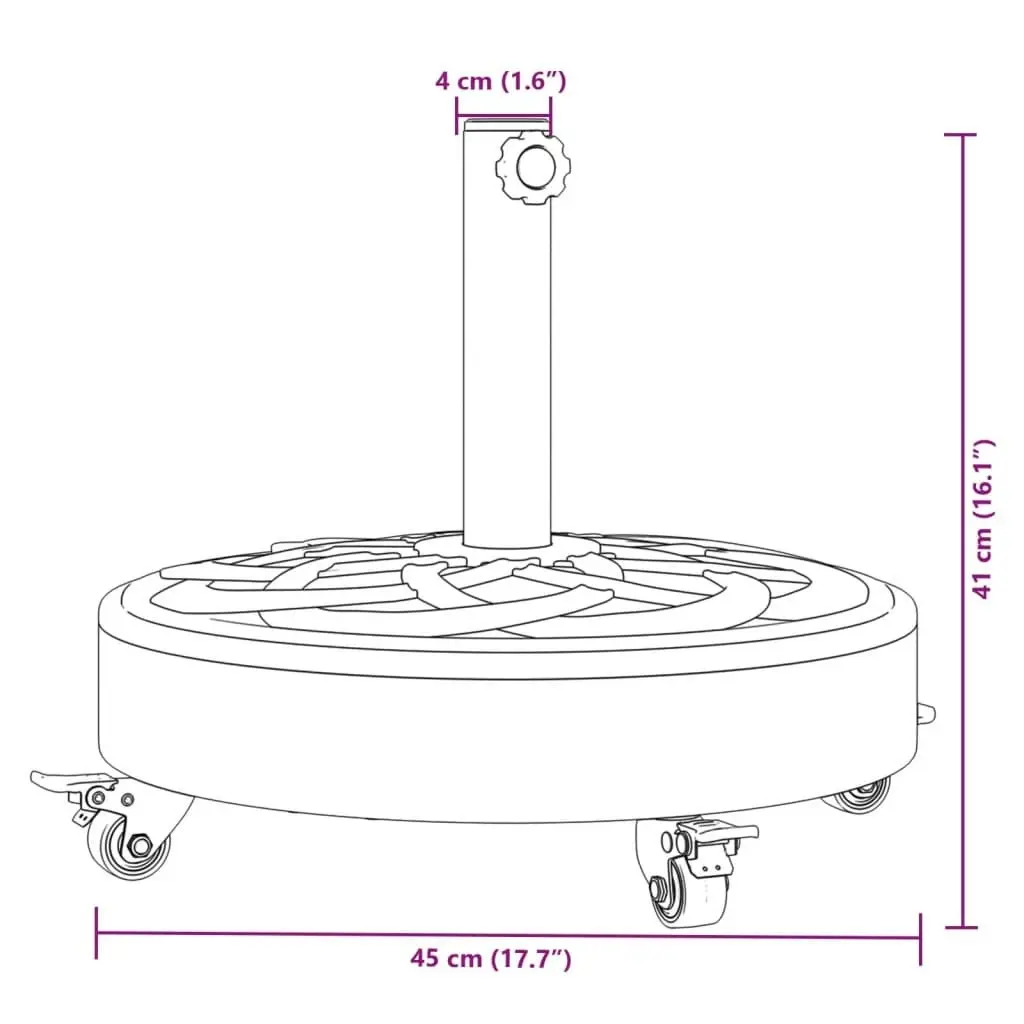 Parasol Base with Wheels for Ã˜38 / 48 mm Poles 27 kg Round 4007979