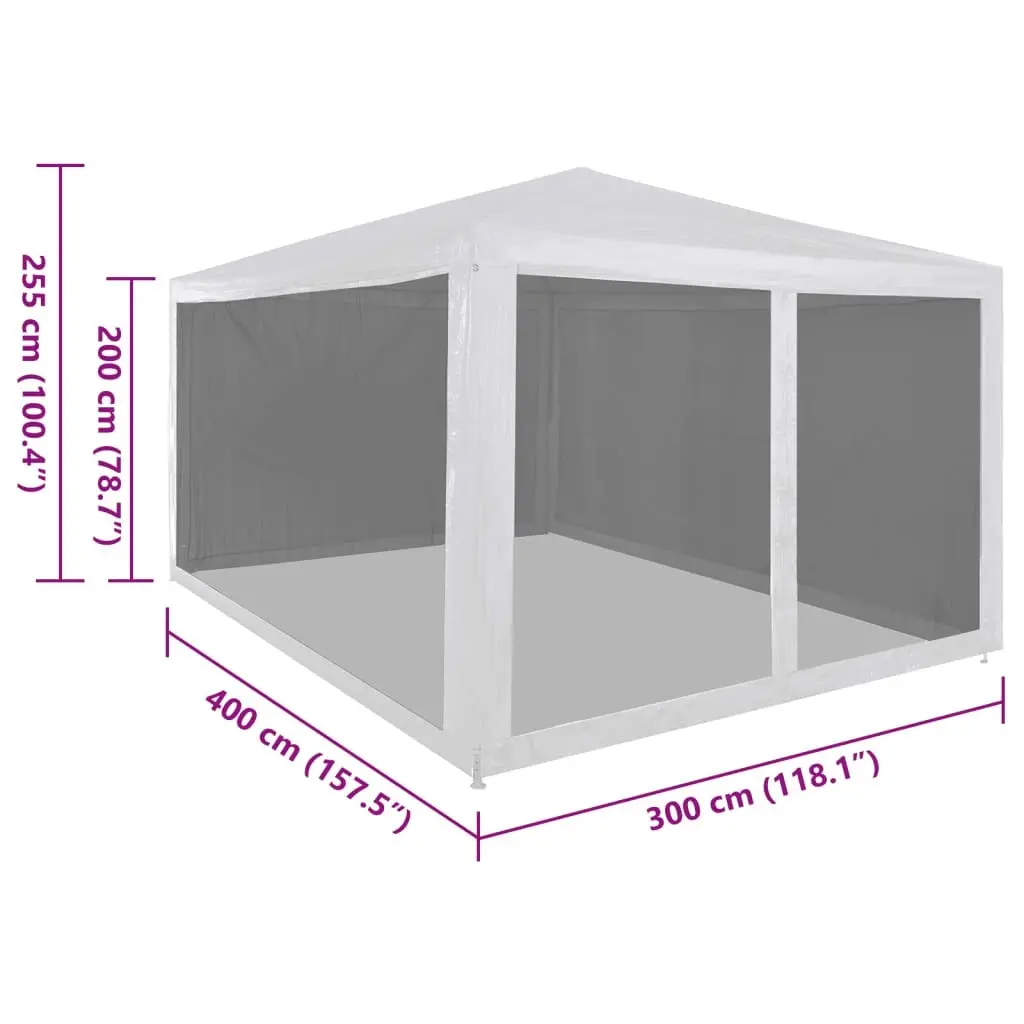 Party Tent with 4 Mesh Sidewalls 4x3 m 45109