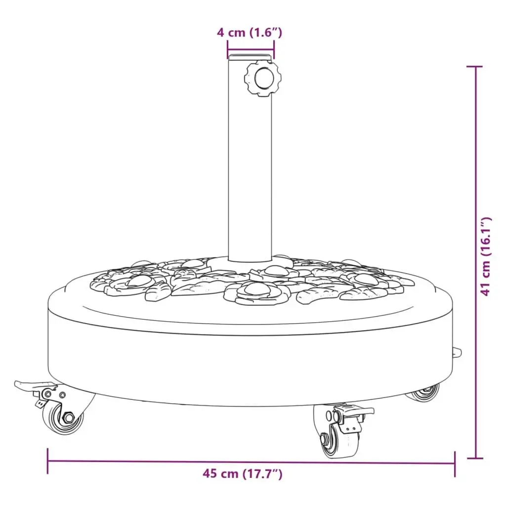 Parasol Base with Wheels for Ø38 / 48 mm Poles 27 kg Round 4007973