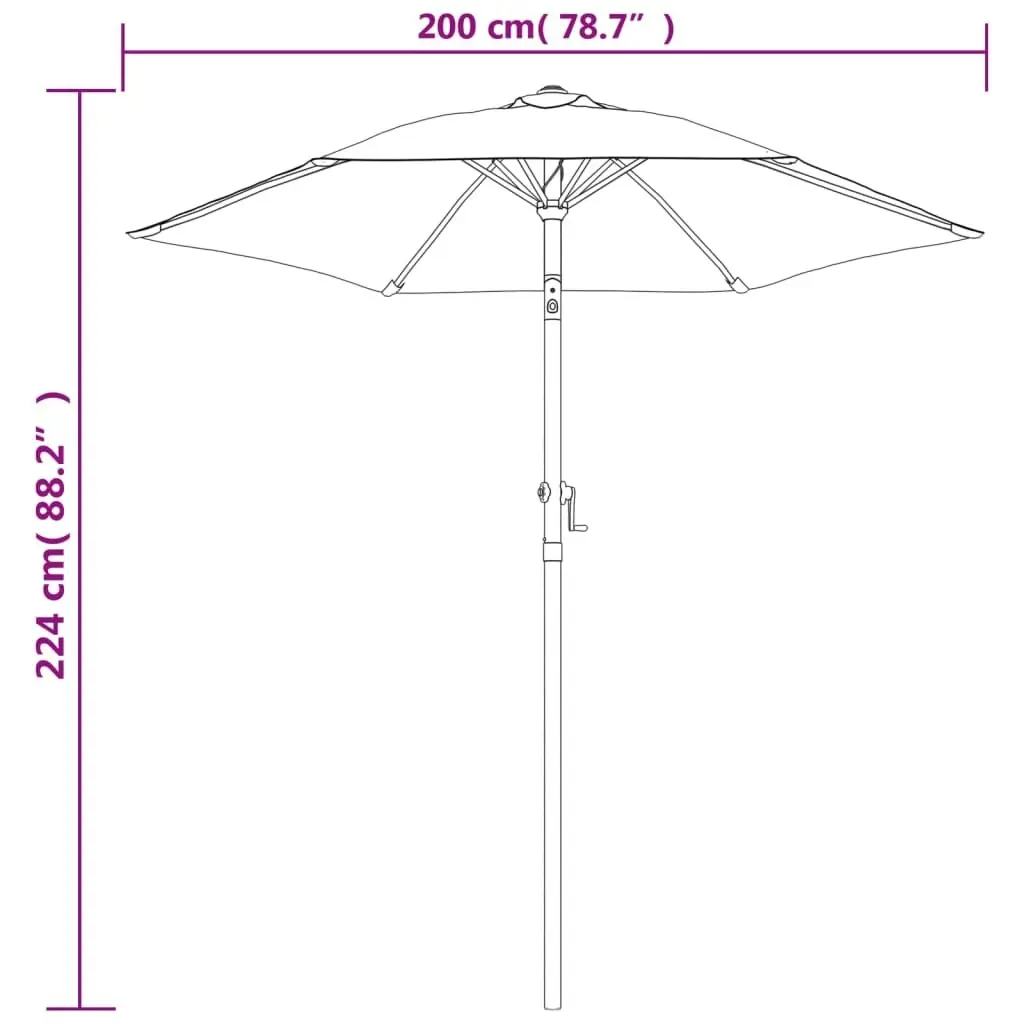 Parasol Black 200x224 cm Aluminium 47210