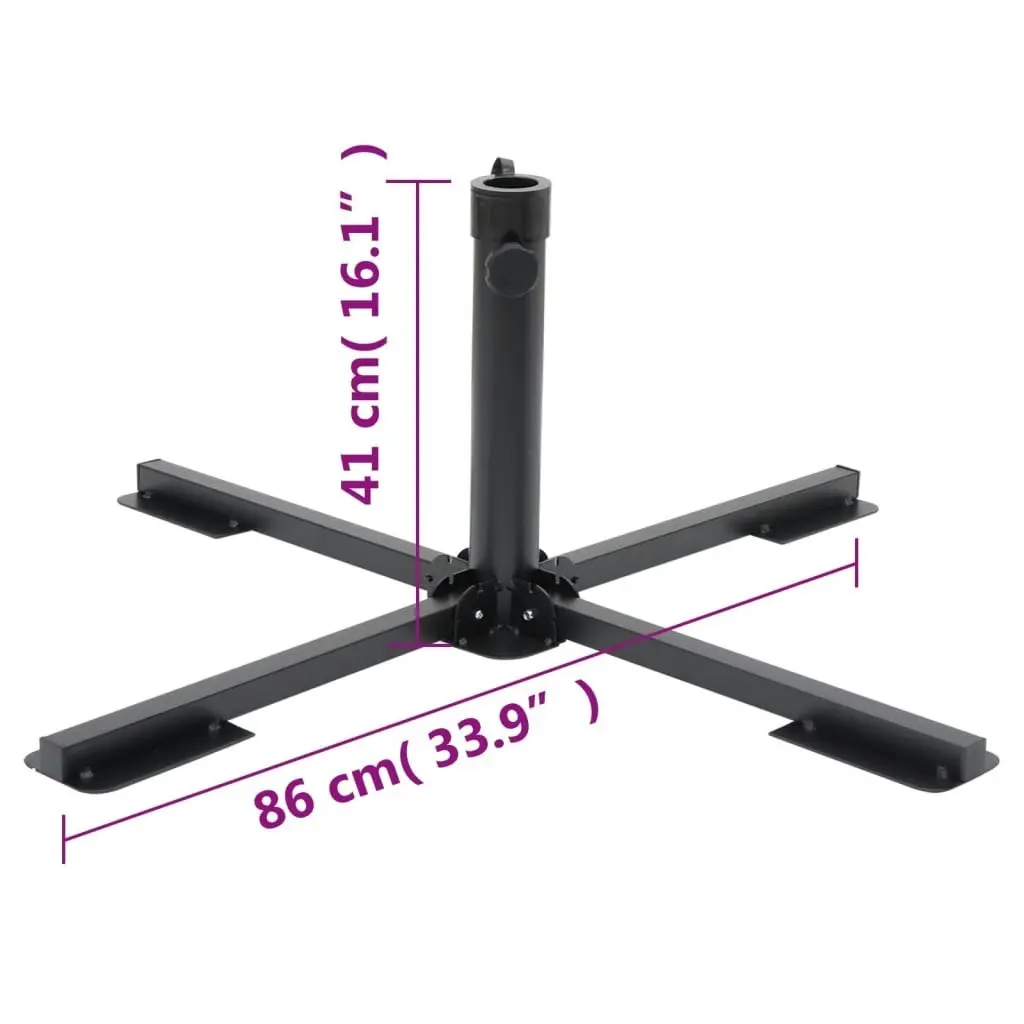 Parasol Base Foldable for Ø38/48 mm Pole Glossy Black Steel 4003376