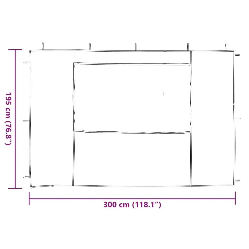 Party Tent Sidewall 2 pcs with Window PE White 45113