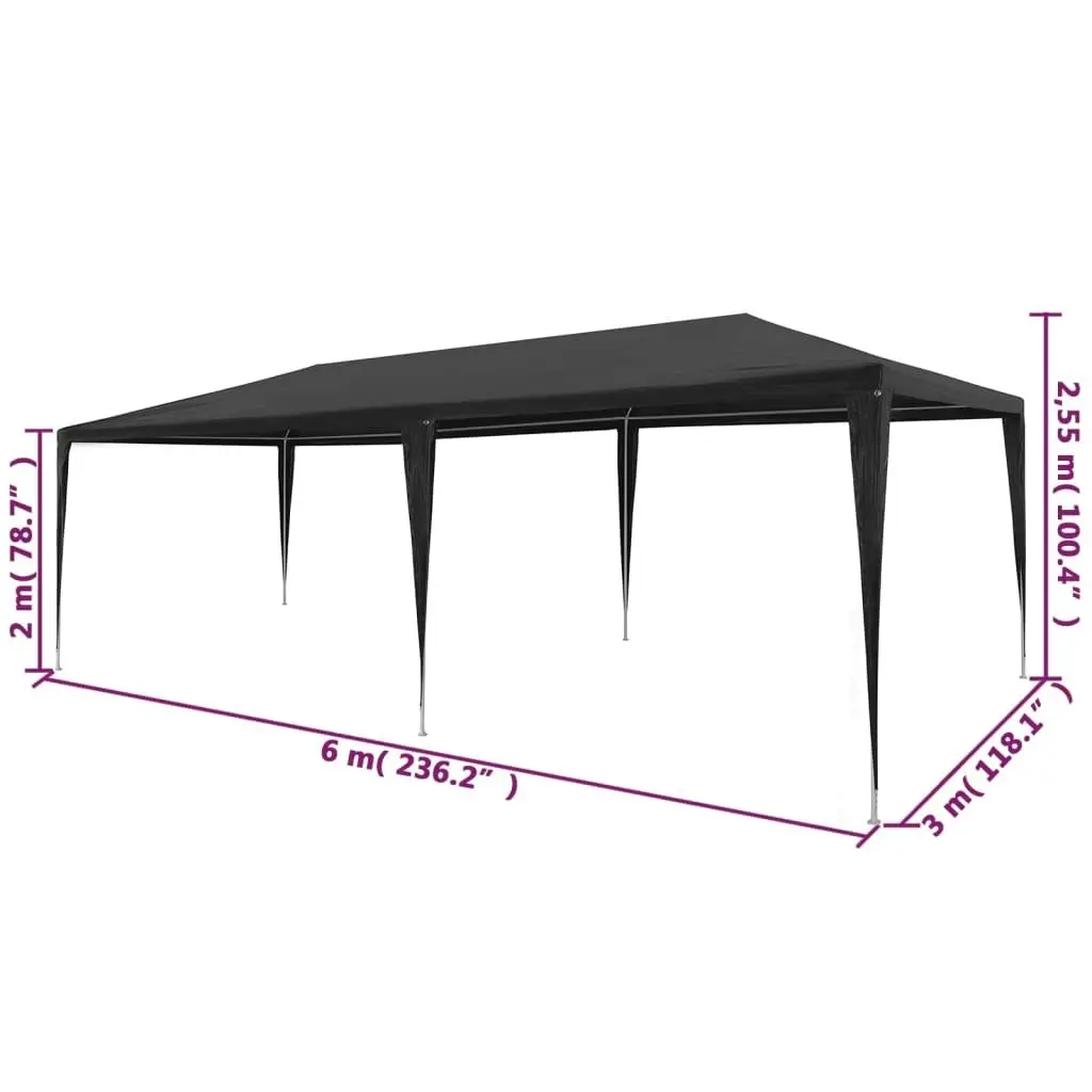 Party Tent 3x6 m PE Anthracite 45088