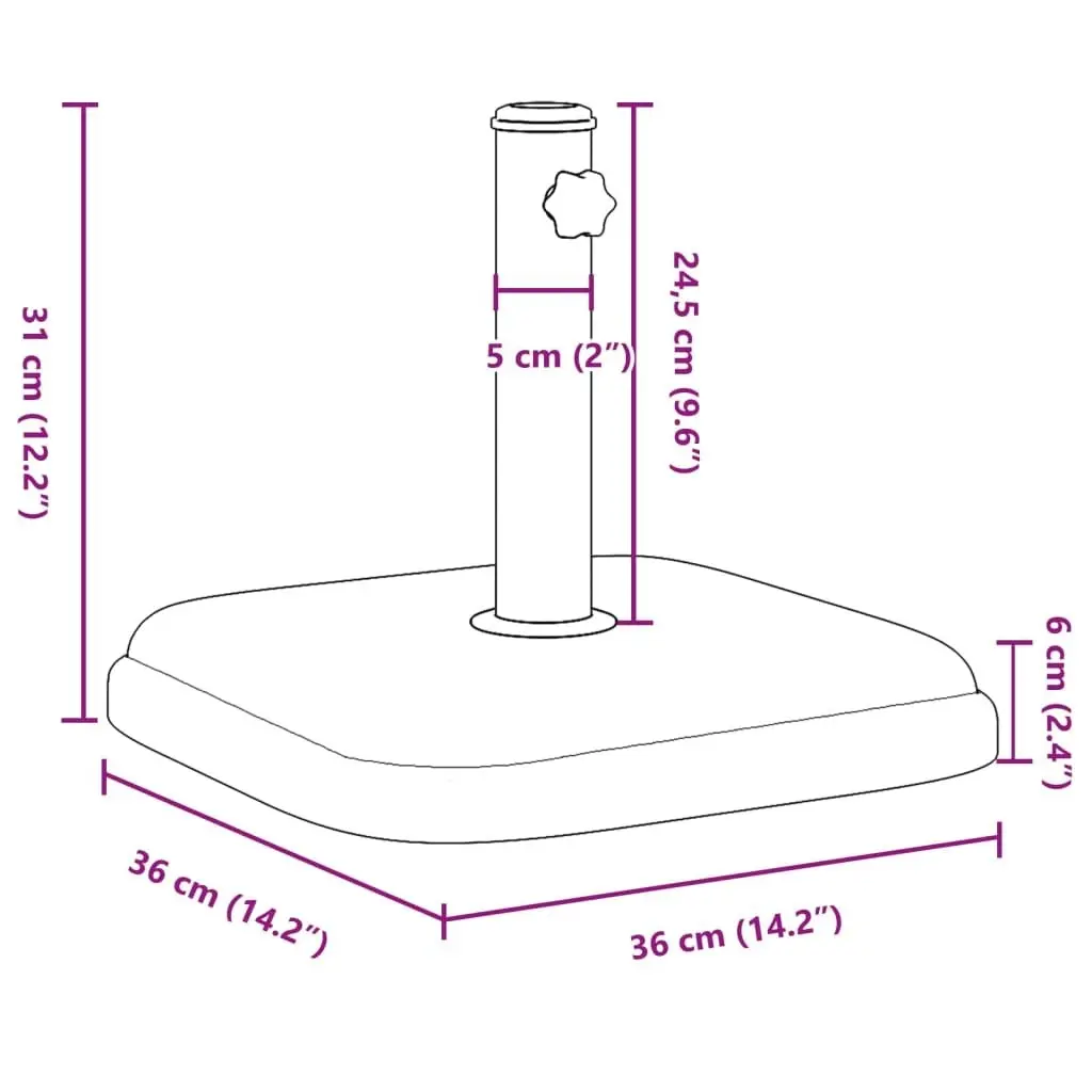 Parasol Base for Ã˜32/35/38 mm Poles 11 kg Square 368674