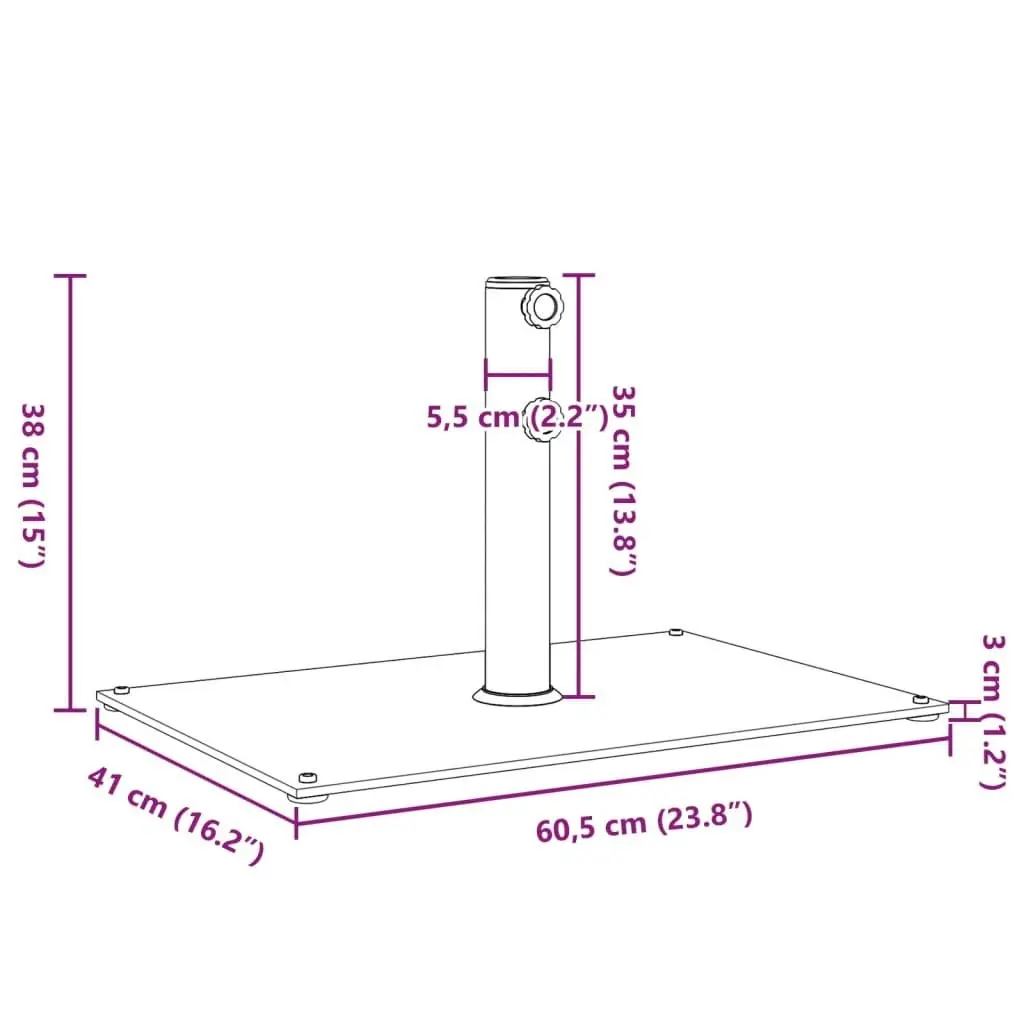 Parasol Base for Ø32/38/48 mm Poles 15 kg Rectangular 368682