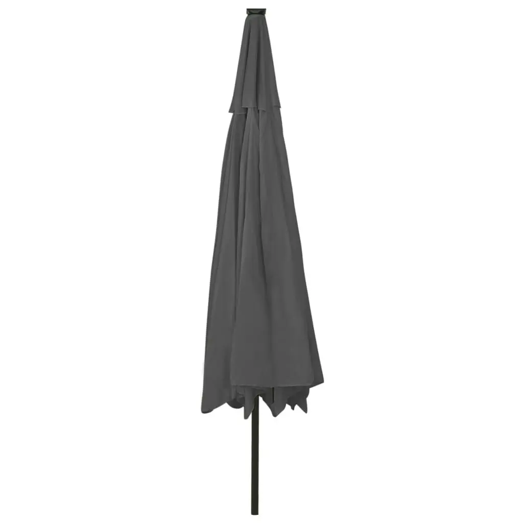 Outdoor Parasol with LED Lights and Metal Pole 400 cm Anthracite 312532