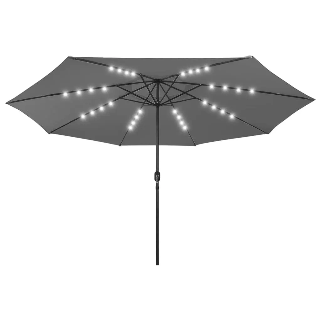 Outdoor Parasol with LED Lights and Metal Pole 400 cm Anthracite 312532