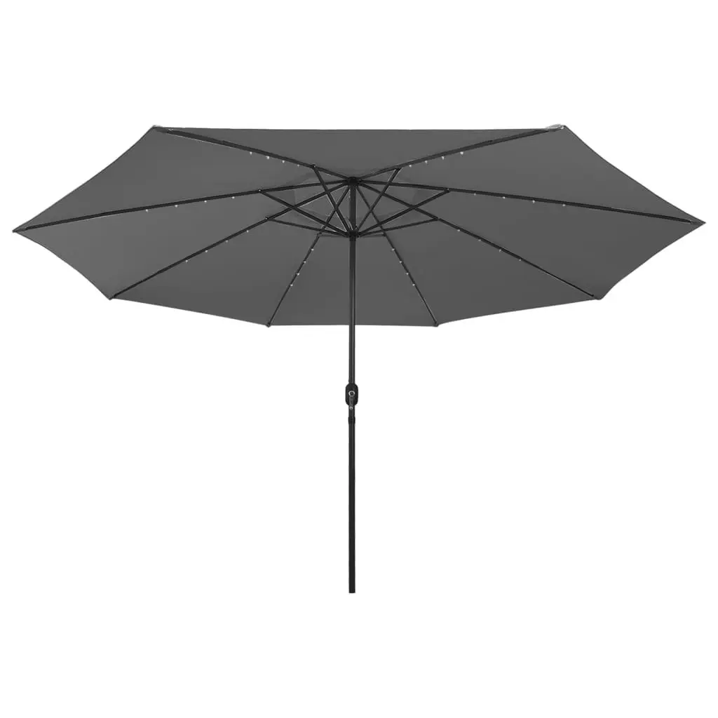 Outdoor Parasol with LED Lights and Metal Pole 400 cm Anthracite 312532