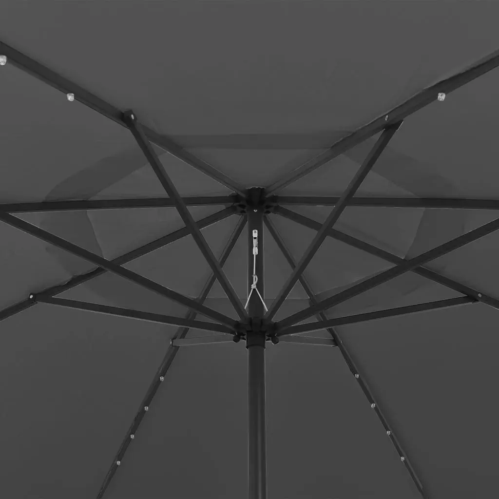 Outdoor Parasol with LED Lights and Metal Pole 400 cm Anthracite 312532