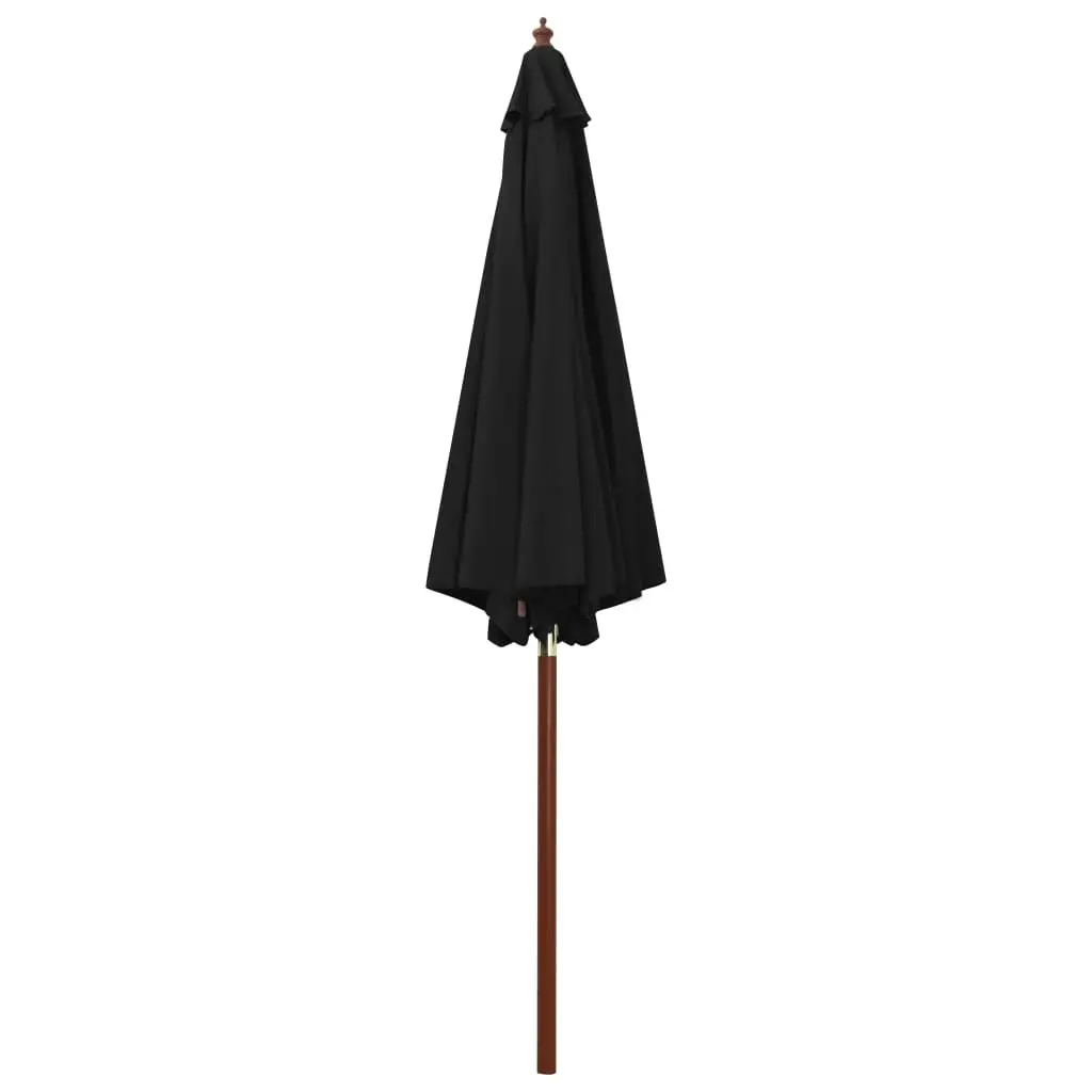 Parasol with Wooden Pole 300x258 cm Black 47124