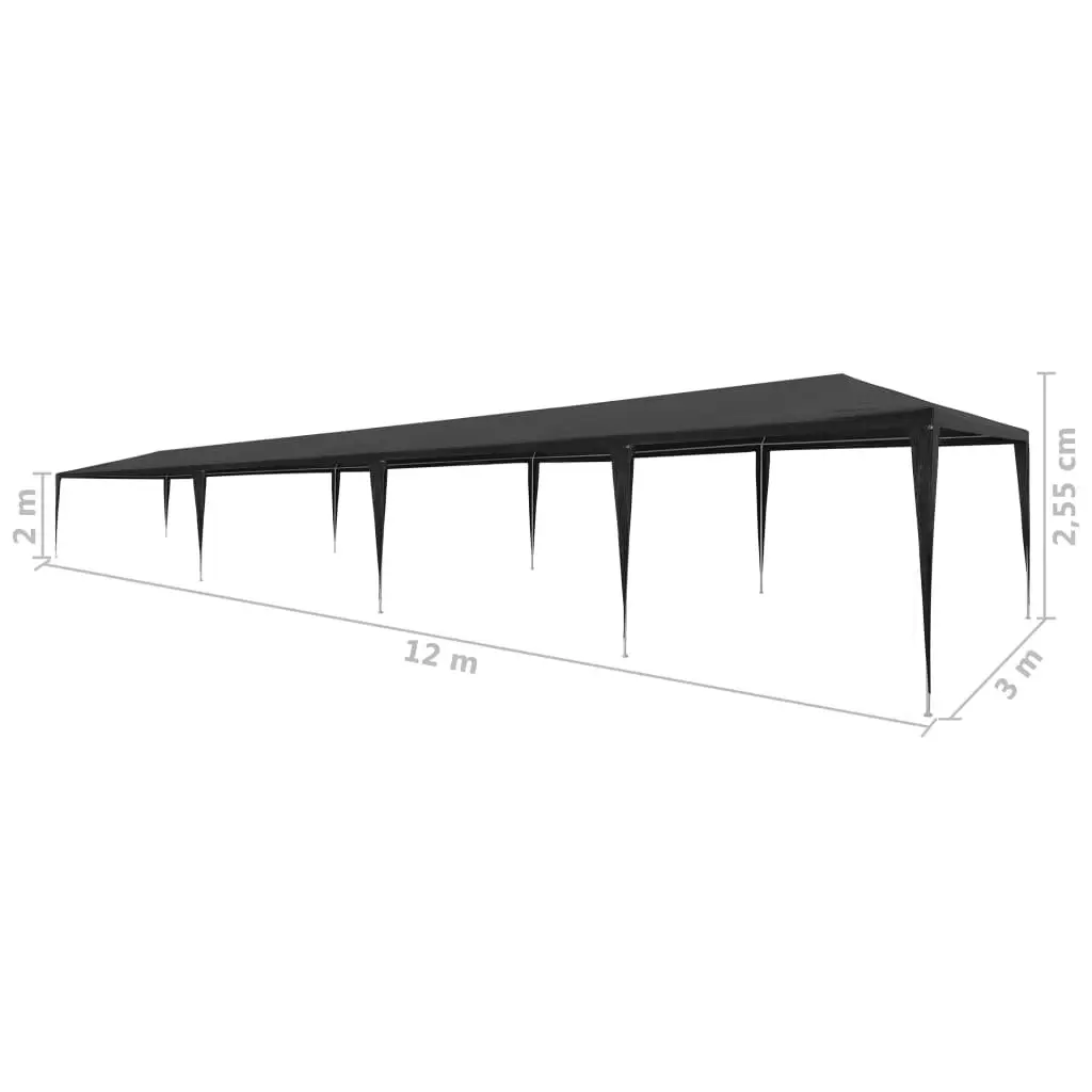 Party Tent 3x12 m PE Anthracite 49270