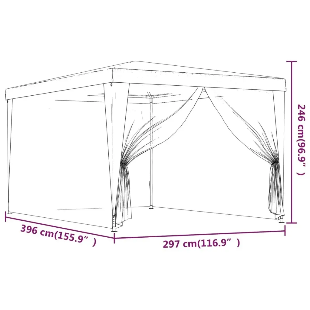 Party Tent with 4 Mesh Sidewalls Blue 3x4 m HDPE 319232