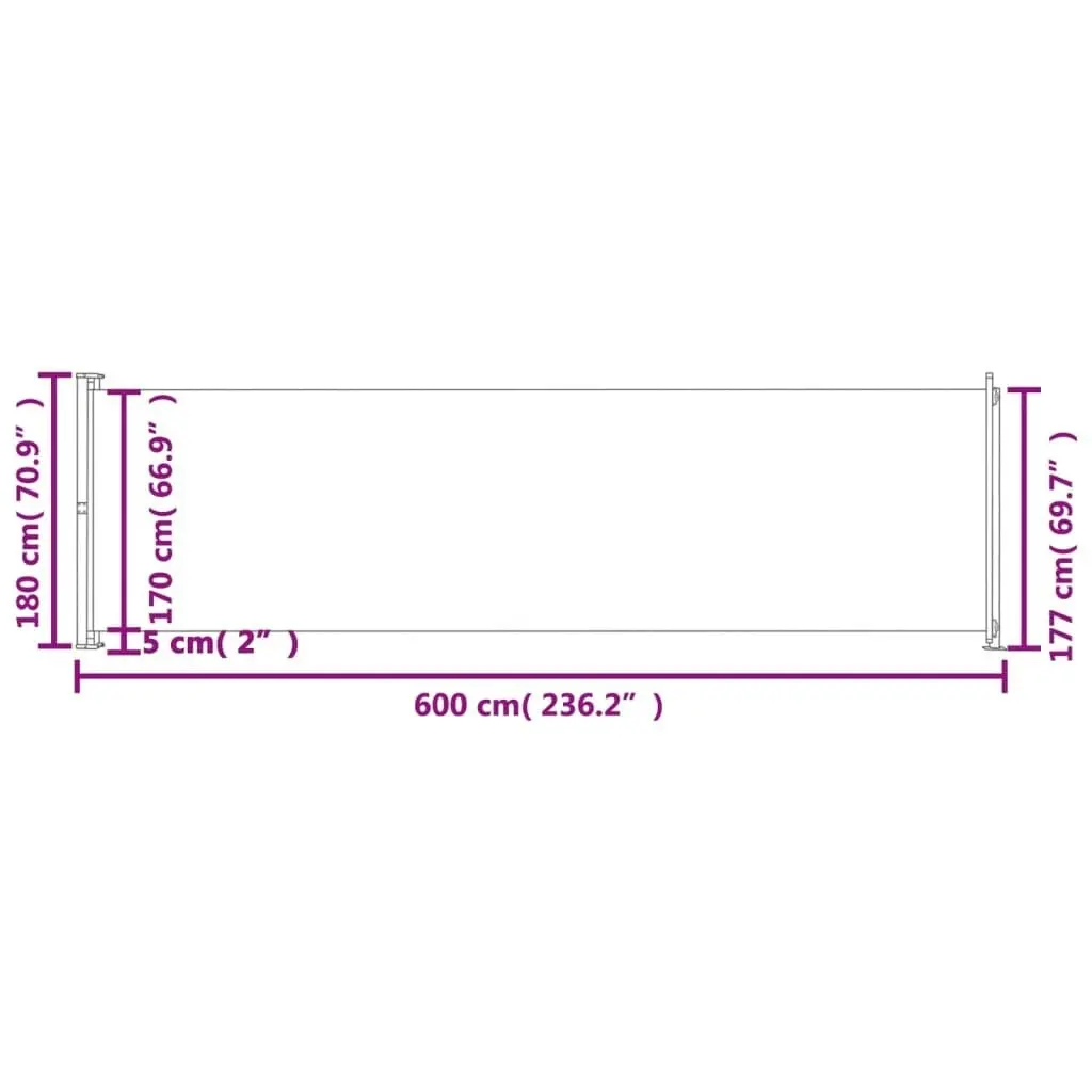 Patio Retractable Side Awning 180x600 cm Black 317964