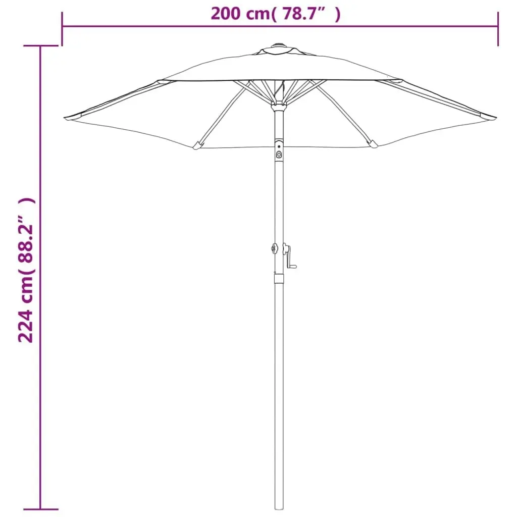 Parasol Burgundy 200x224 cm Aluminium 47208