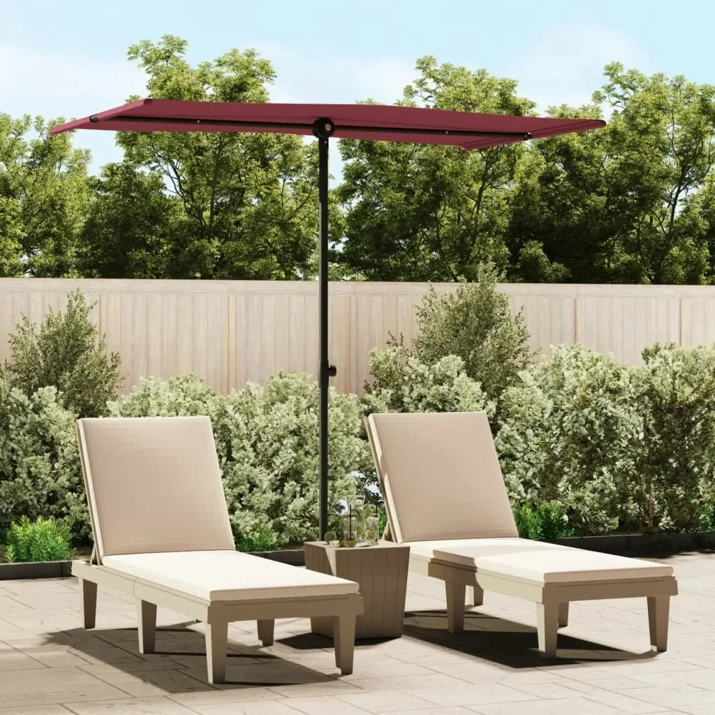 Outdoor Parasol with Aluminium Pole 180x110 cm Bordeaux Red 47332