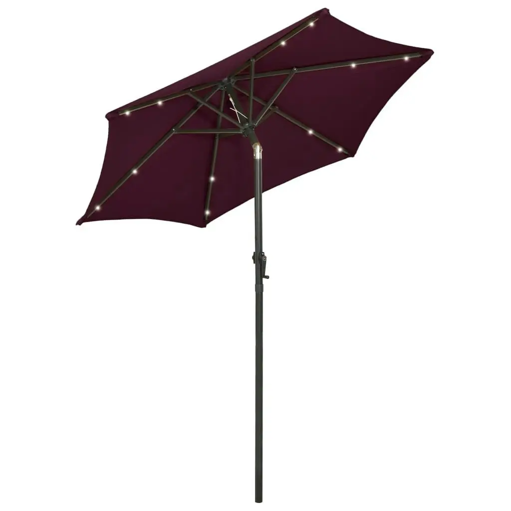 Parasol with LED Lights Bordeaux Red 200x211 cm Aluminium 313561