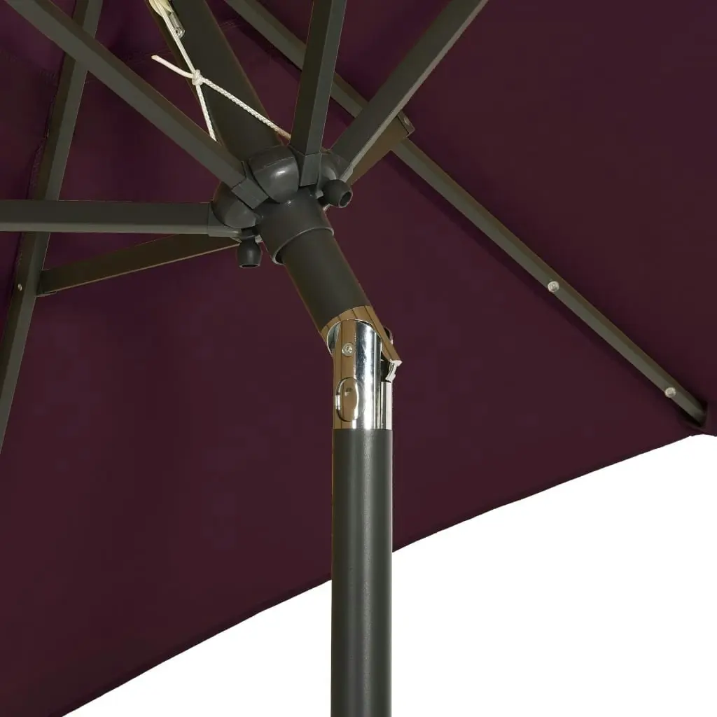 Parasol with LED Lights Bordeaux Red 200x211 cm Aluminium 313561