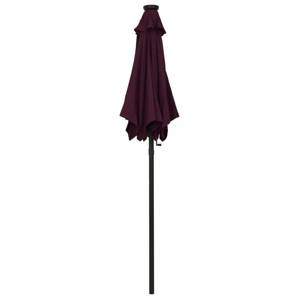 Parasol with LED Lights Bordeaux Red 200x211 cm Aluminium 313561