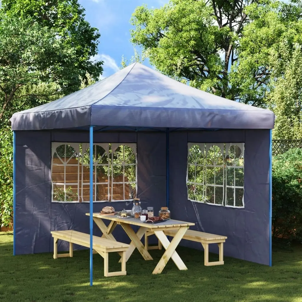 Party Tent Sidewall 2 pcs with Window PE Blue 45115