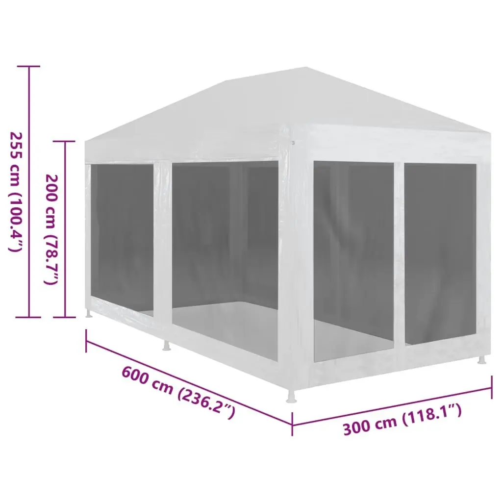 Party Tent with 6 Mesh Sidewalls 6x3 m 45110