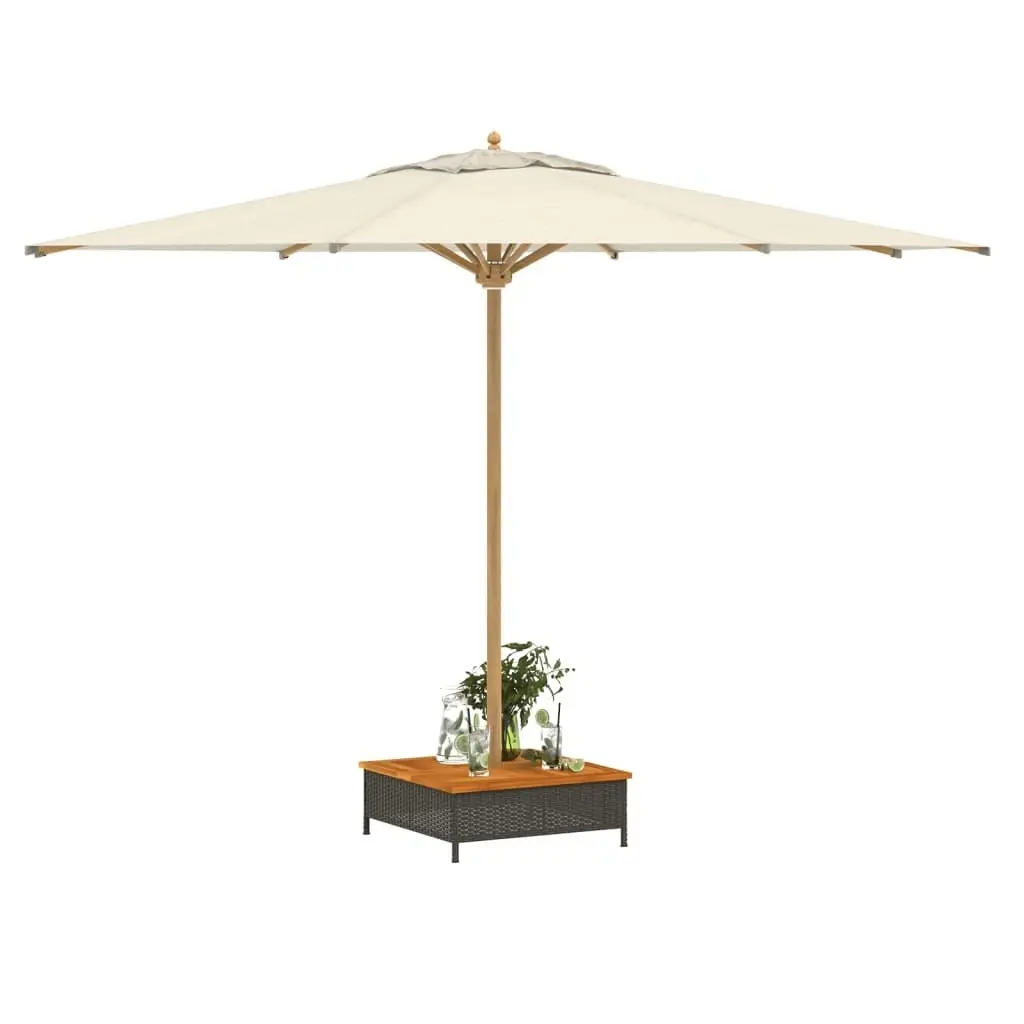 Parasol Base Cover Black 70x70x25 cm Poly Rattan and Acacia 365952