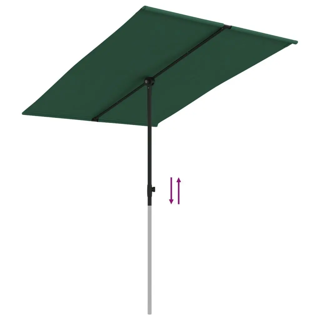 Outdoor Parasol with Aluminium Pole 2x1.5 m Green 47336