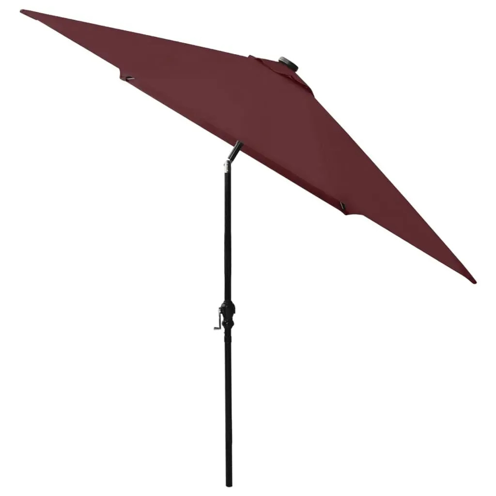 Parasol with LEDs and Steel Pole Bordeaux Red 2x3 m 313790