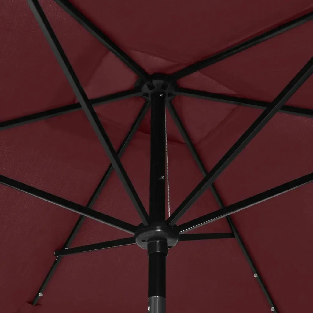 Parasol with LEDs and Steel Pole Bordeaux Red 2x3 m 313790