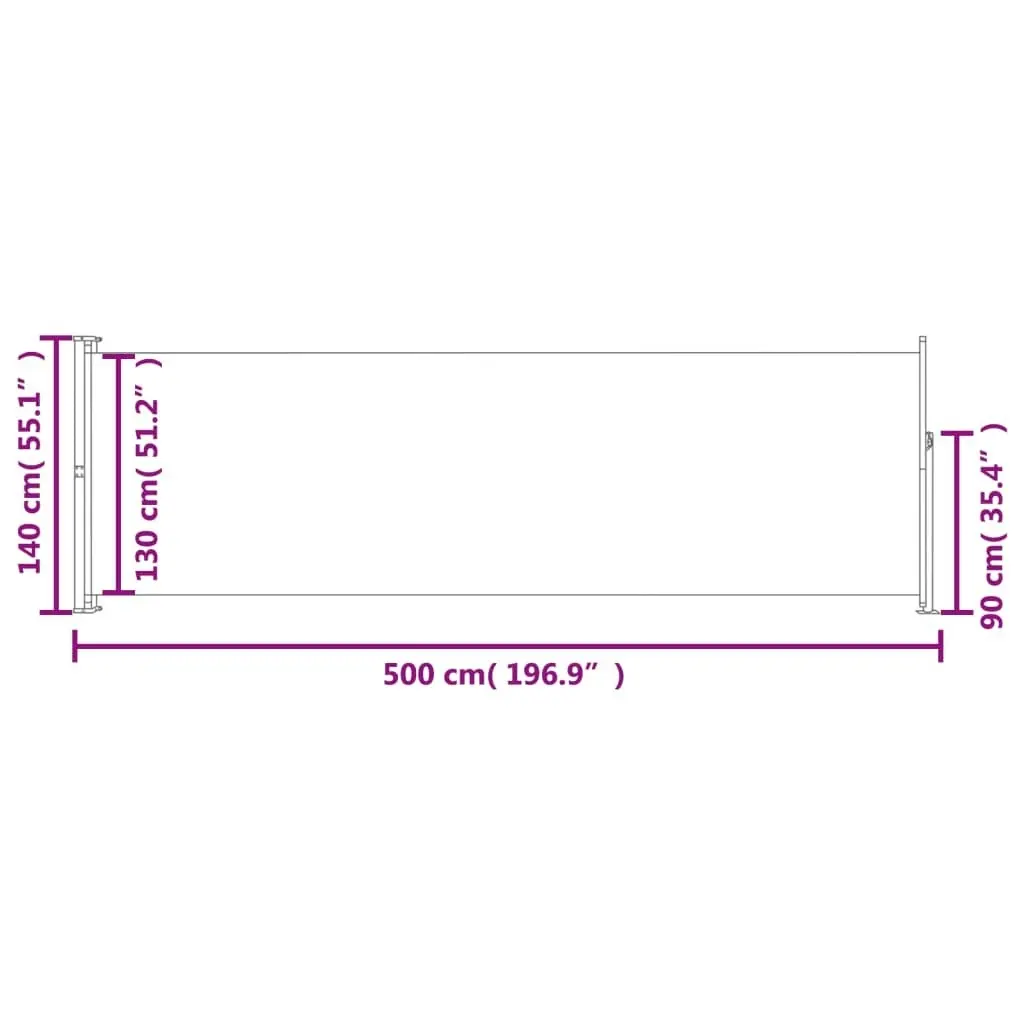 Patio Retractable Side Awning 140x500 cm Grey 48398