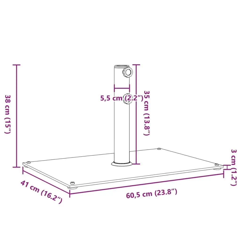 Parasol Base for Ø32/38/48 mm Poles 15 kg Rectangular 368683