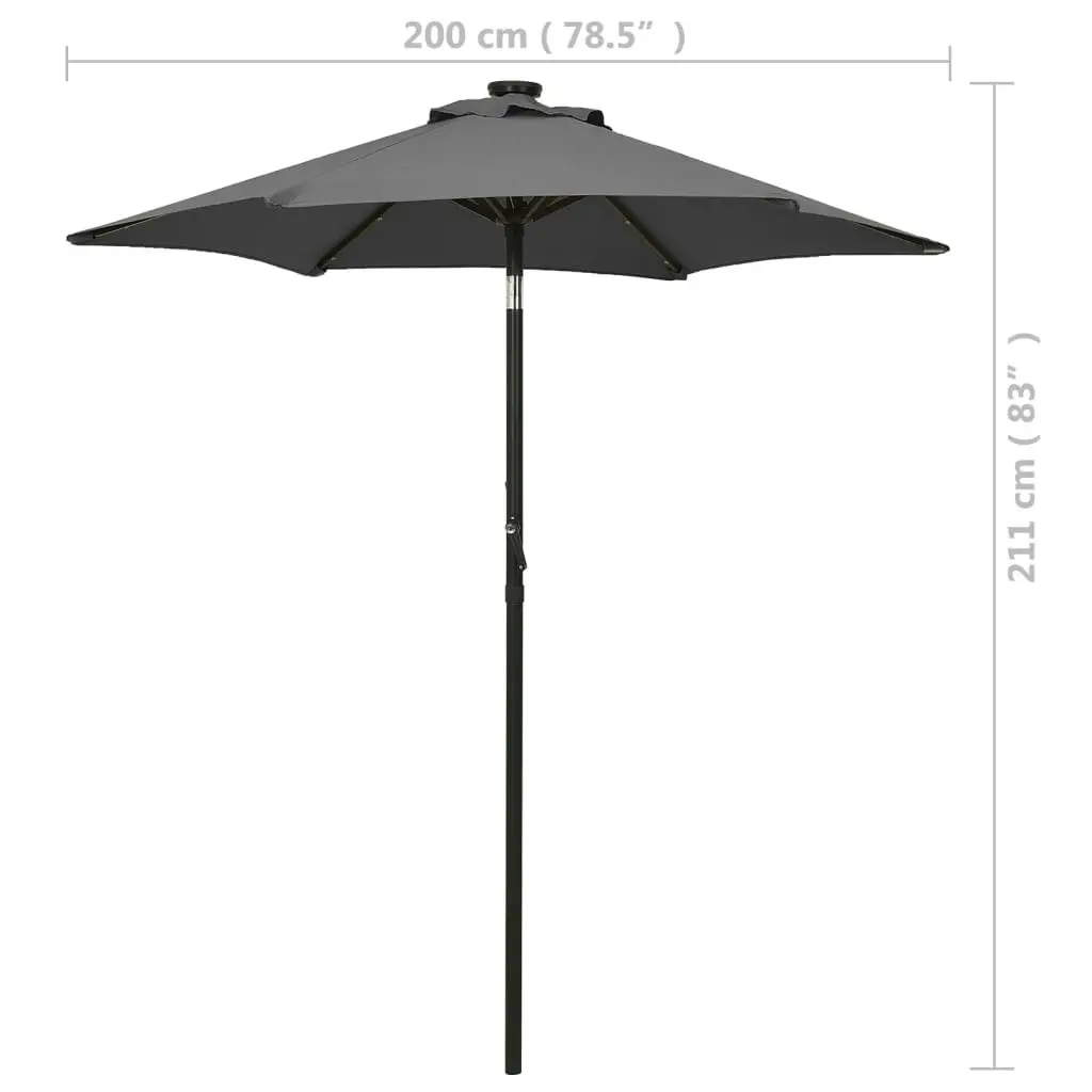 Parasol with LED Lights Anthracite 200x211 cm Aluminium 313559