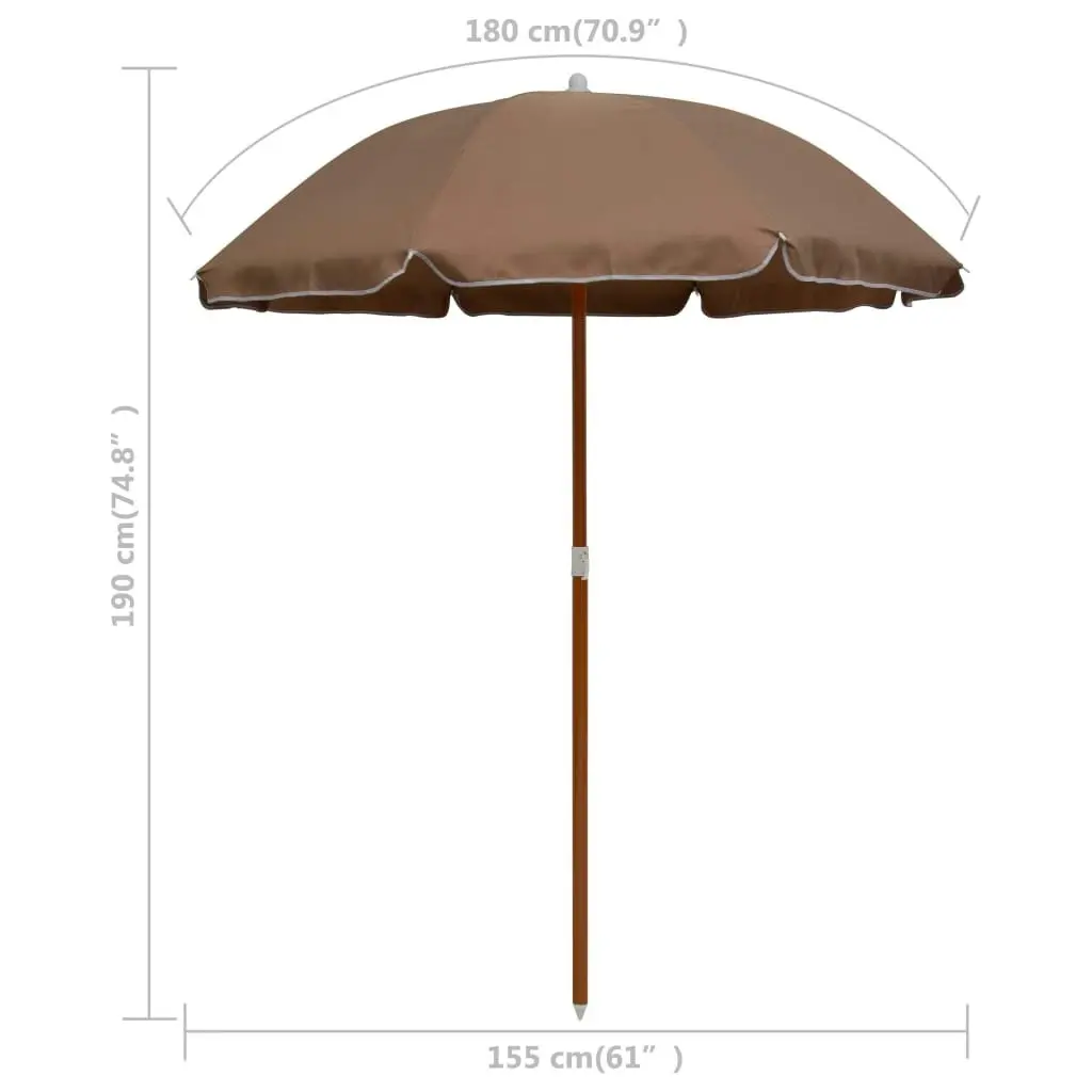 Parasol with Steel Pole 180 cm Taupe 47801