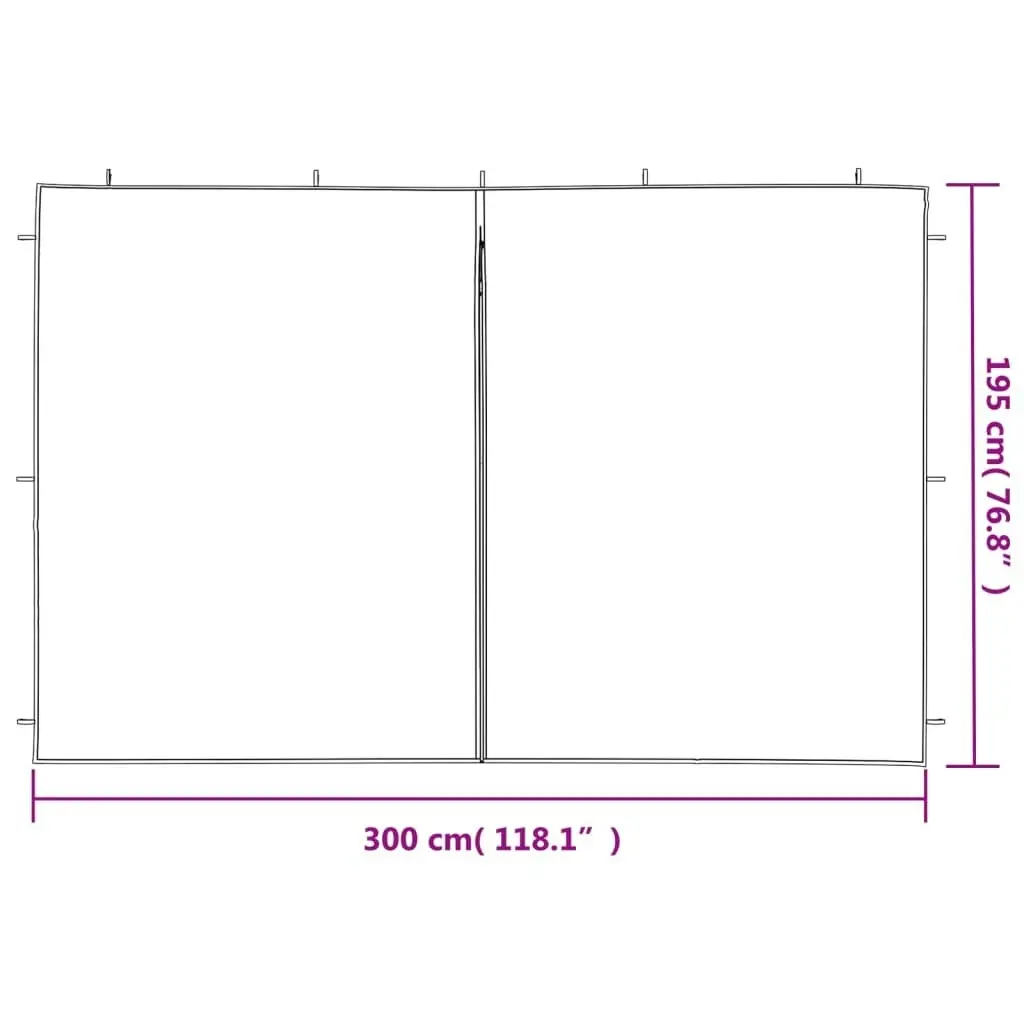 Party Tent Sidewall 2 pcs with Zipper PE Anthracite 45118