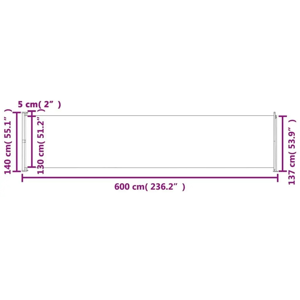 Patio Retractable Side Awning 140x600 cm Black 313369