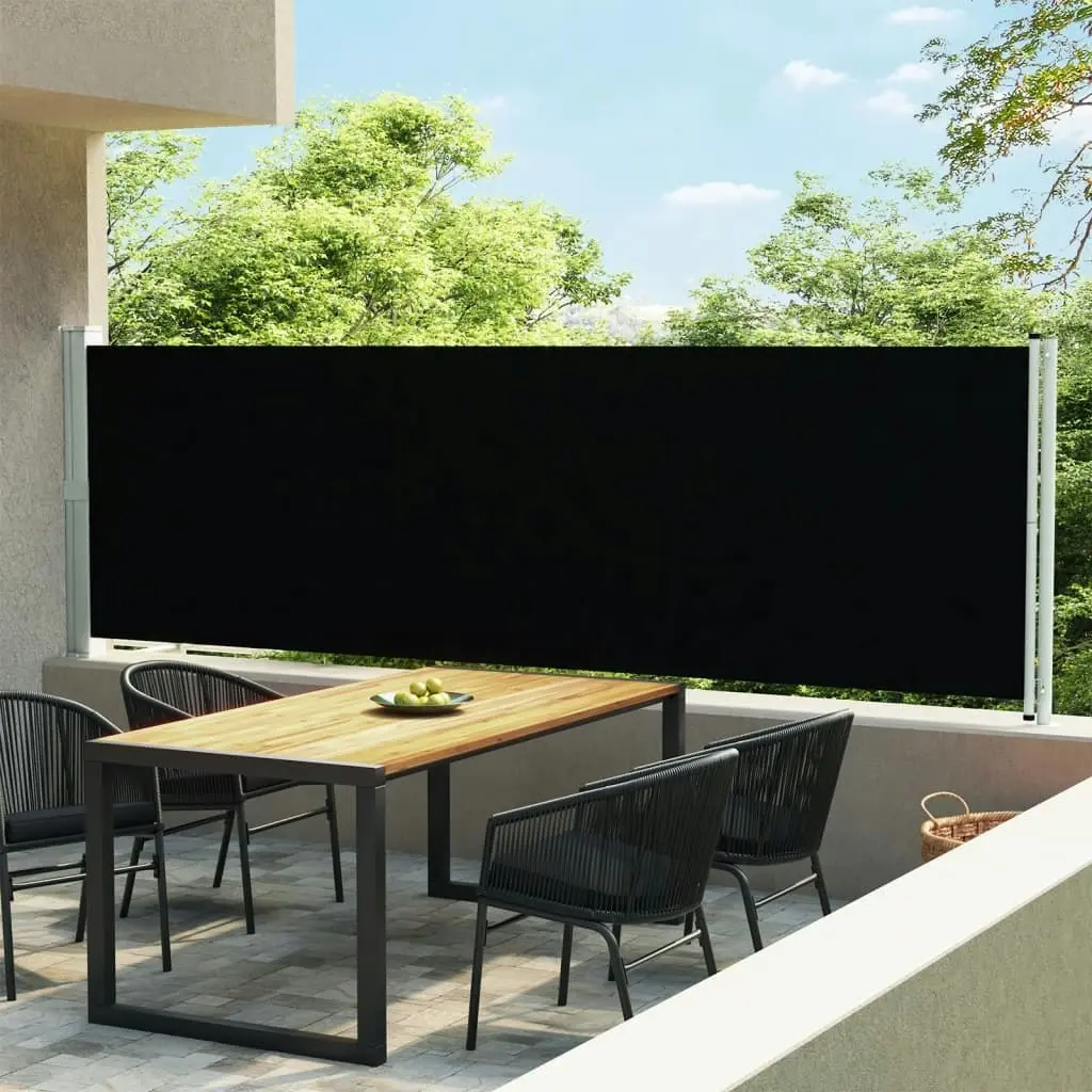 Patio Retractable Side Awning 140x600 cm Black 313369