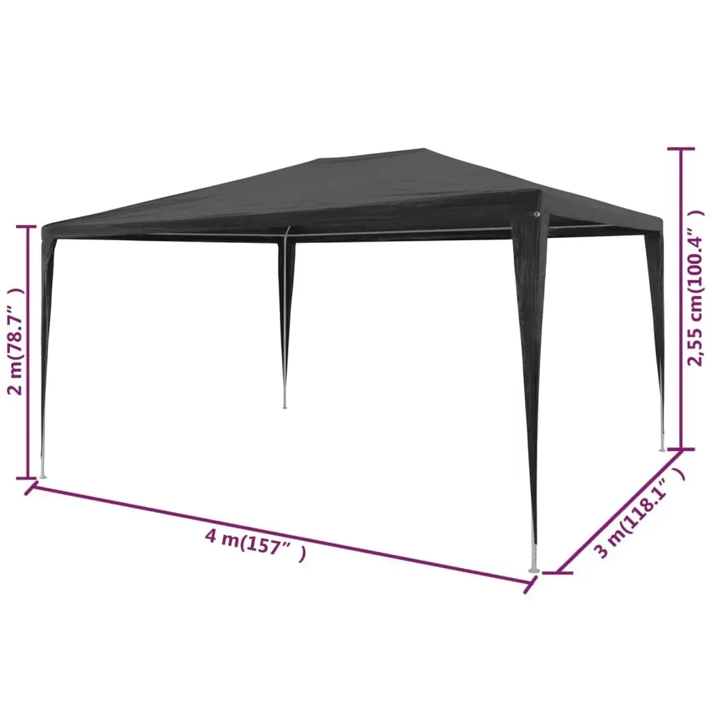 Party Tent 3x4 m PE Anthracite 45087