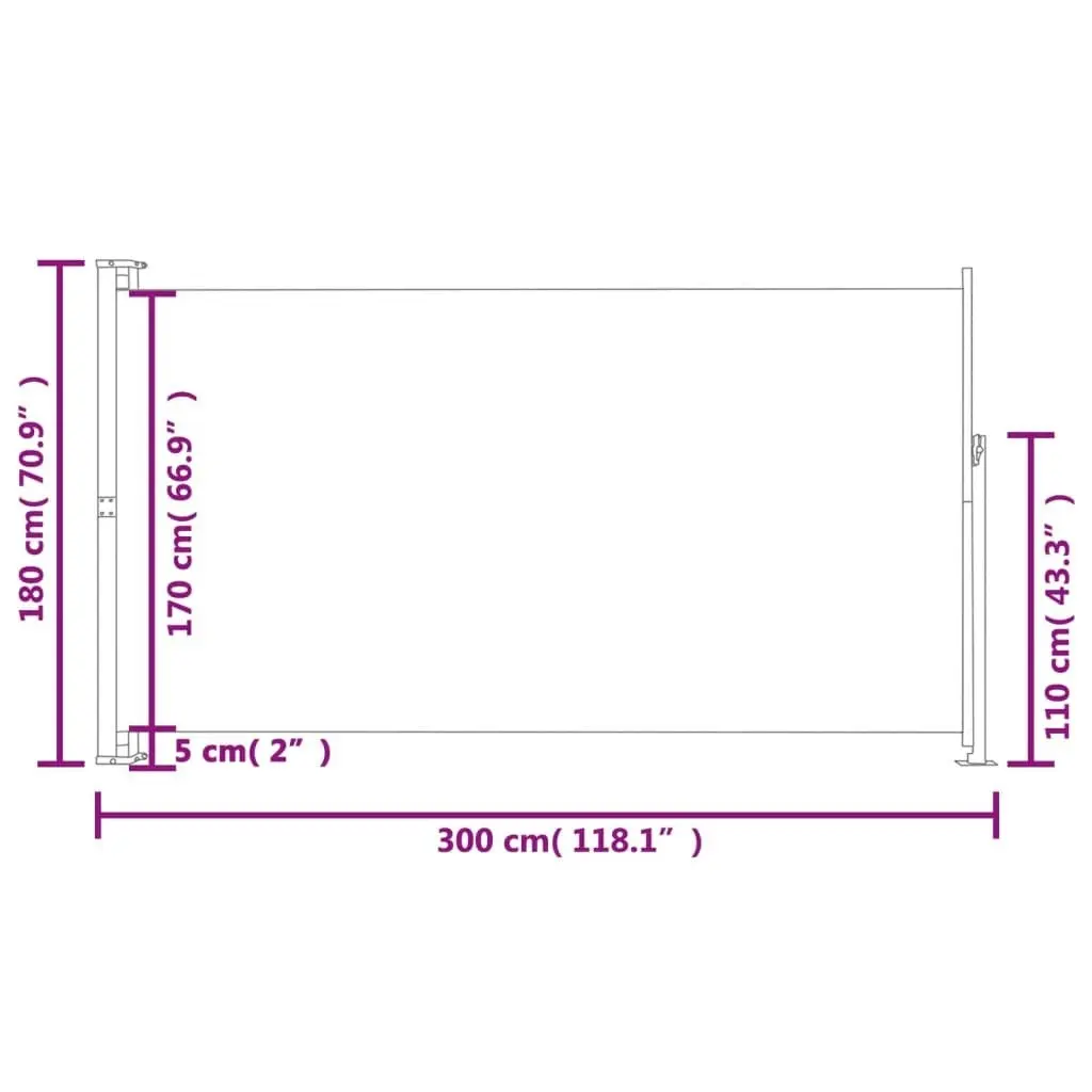 Patio Retractable Side Awning 180x300cm Cream 313400