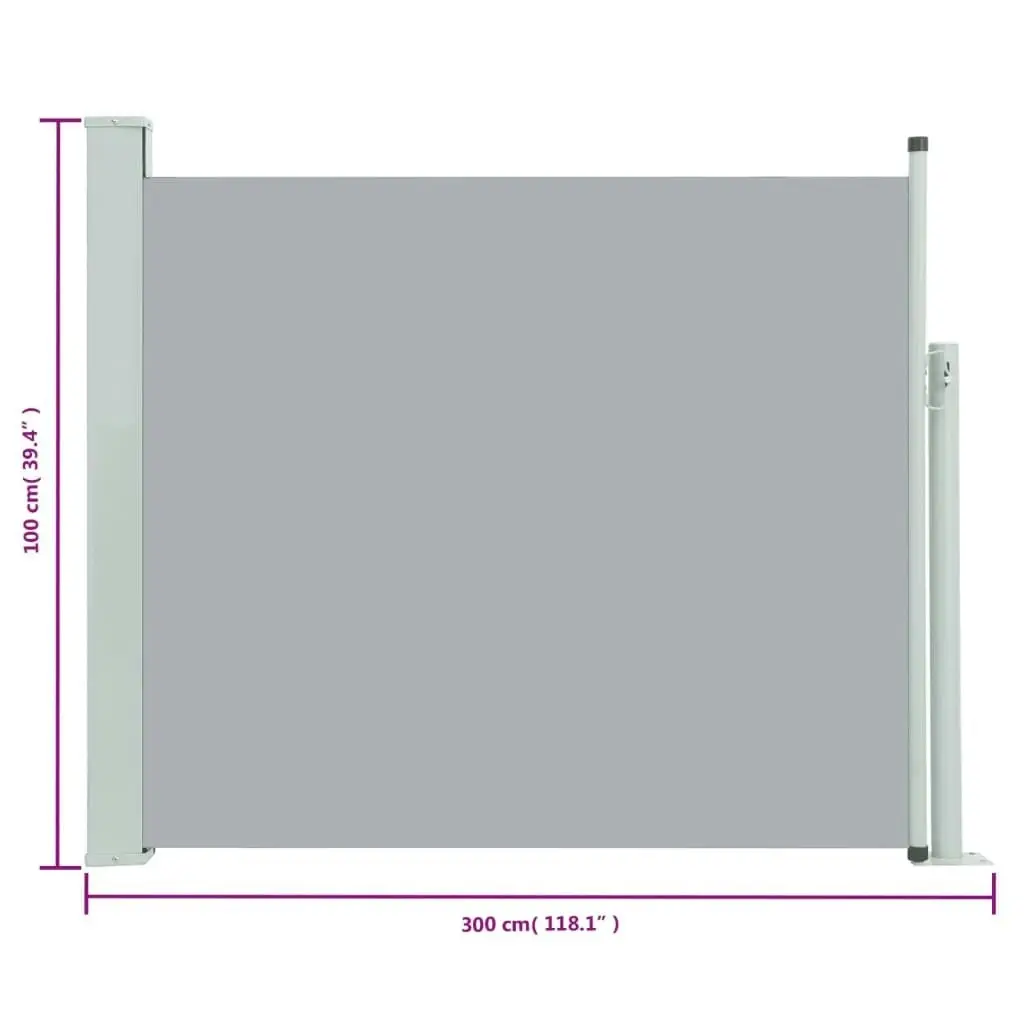 Patio Retractable Side Awning 100x300 cm Grey 48374