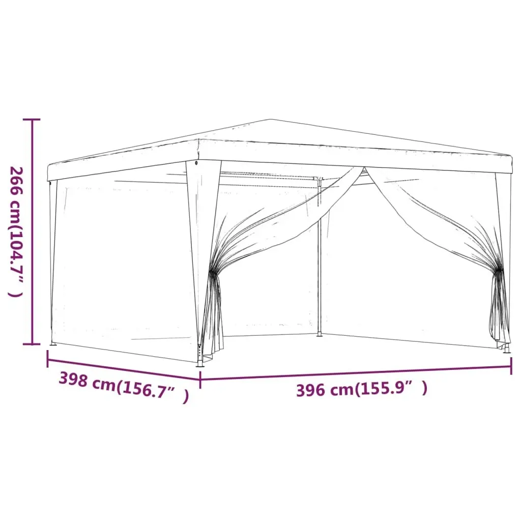 Party Tent with 4 Mesh Sidewalls 4x4 m White 48522