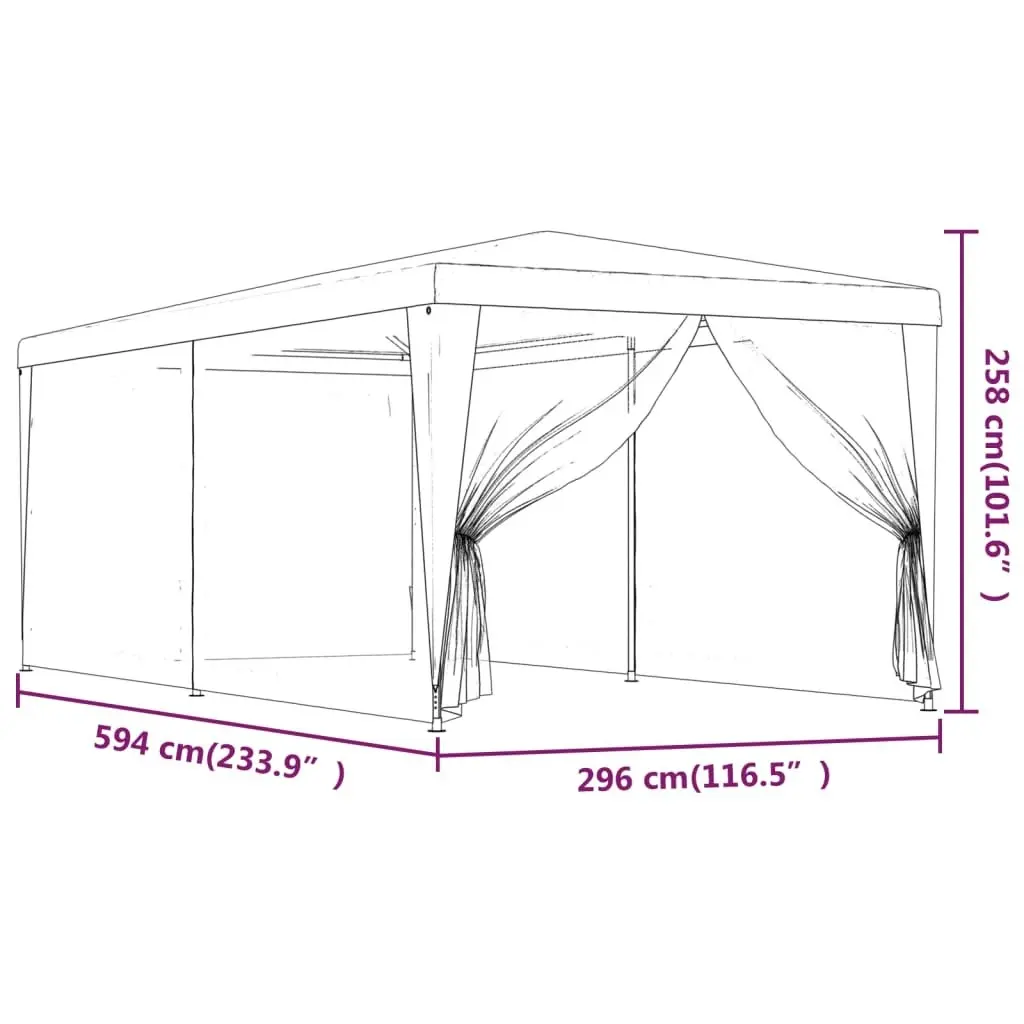 Party Tent with 6 Mesh Sidewalls Blue 3x6 m HDPE 319237