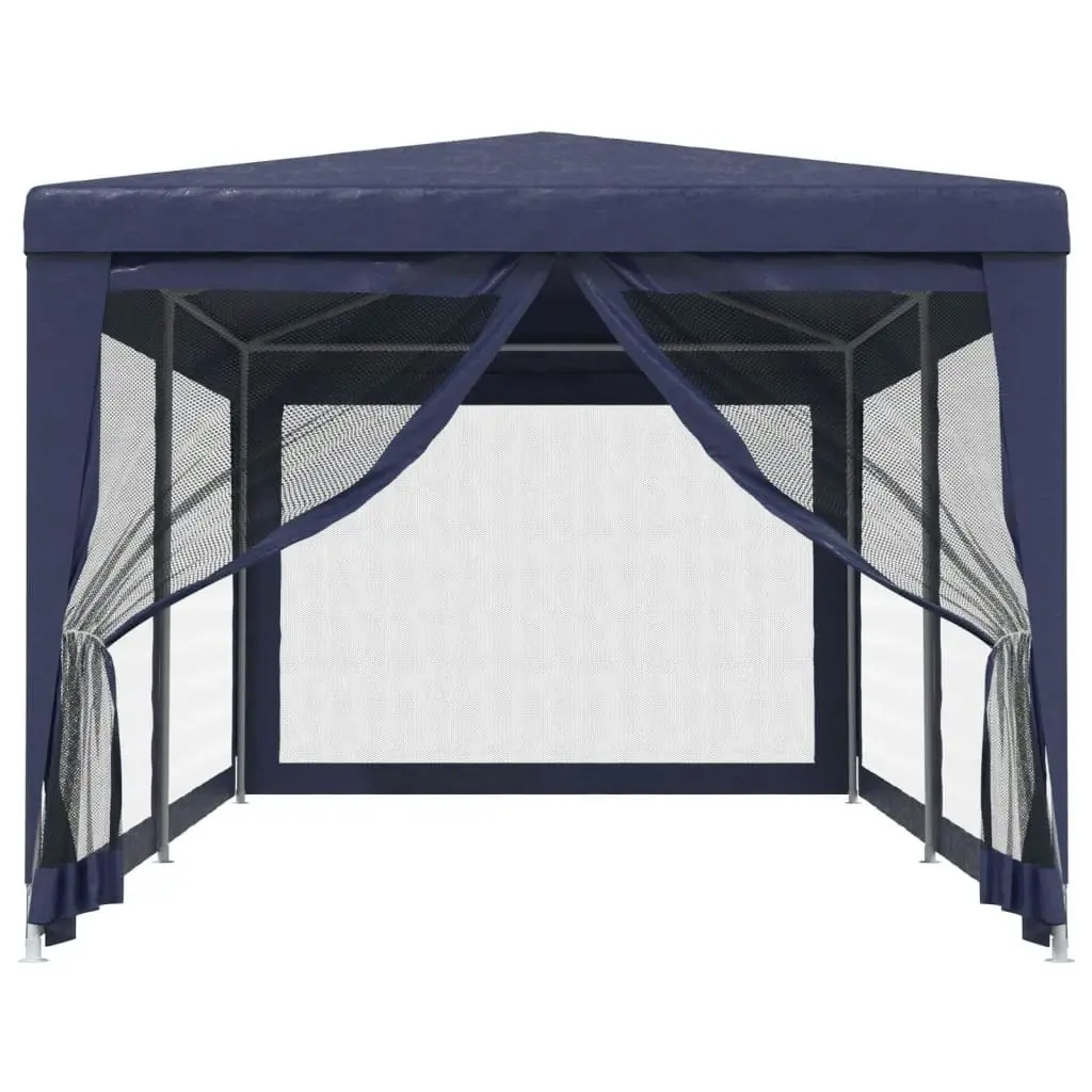 Party Tent with 6 Mesh Sidewalls Blue 3x6 m HDPE 319237