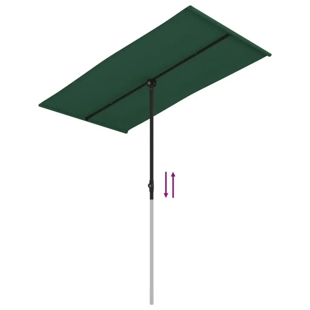 Outdoor Parasol with Aluminium Pole 180x110 cm Green 47328